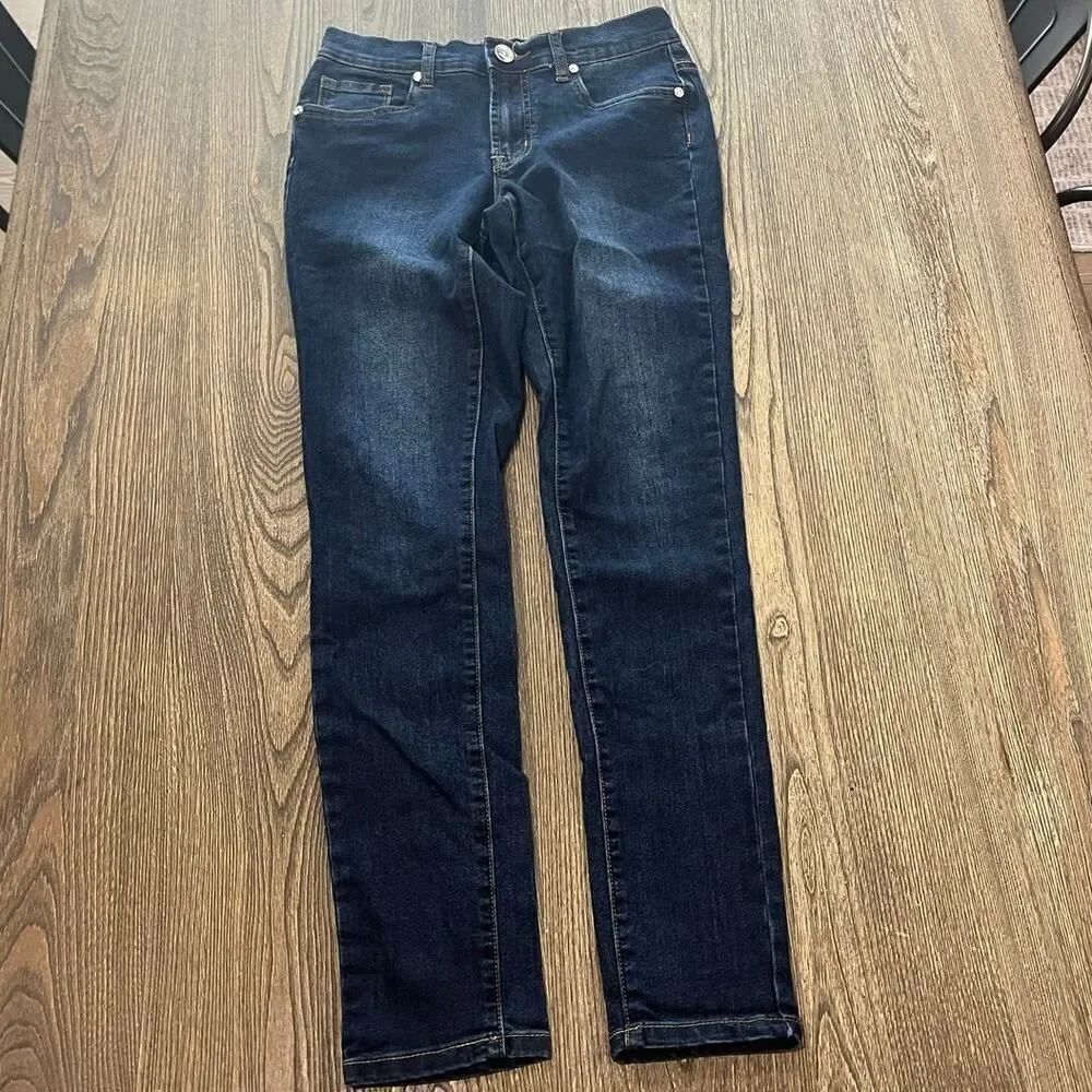 Venus Womens Straigth Jeans Mid Rise Denim Cotton Blend Dark Wash Blue Size 2